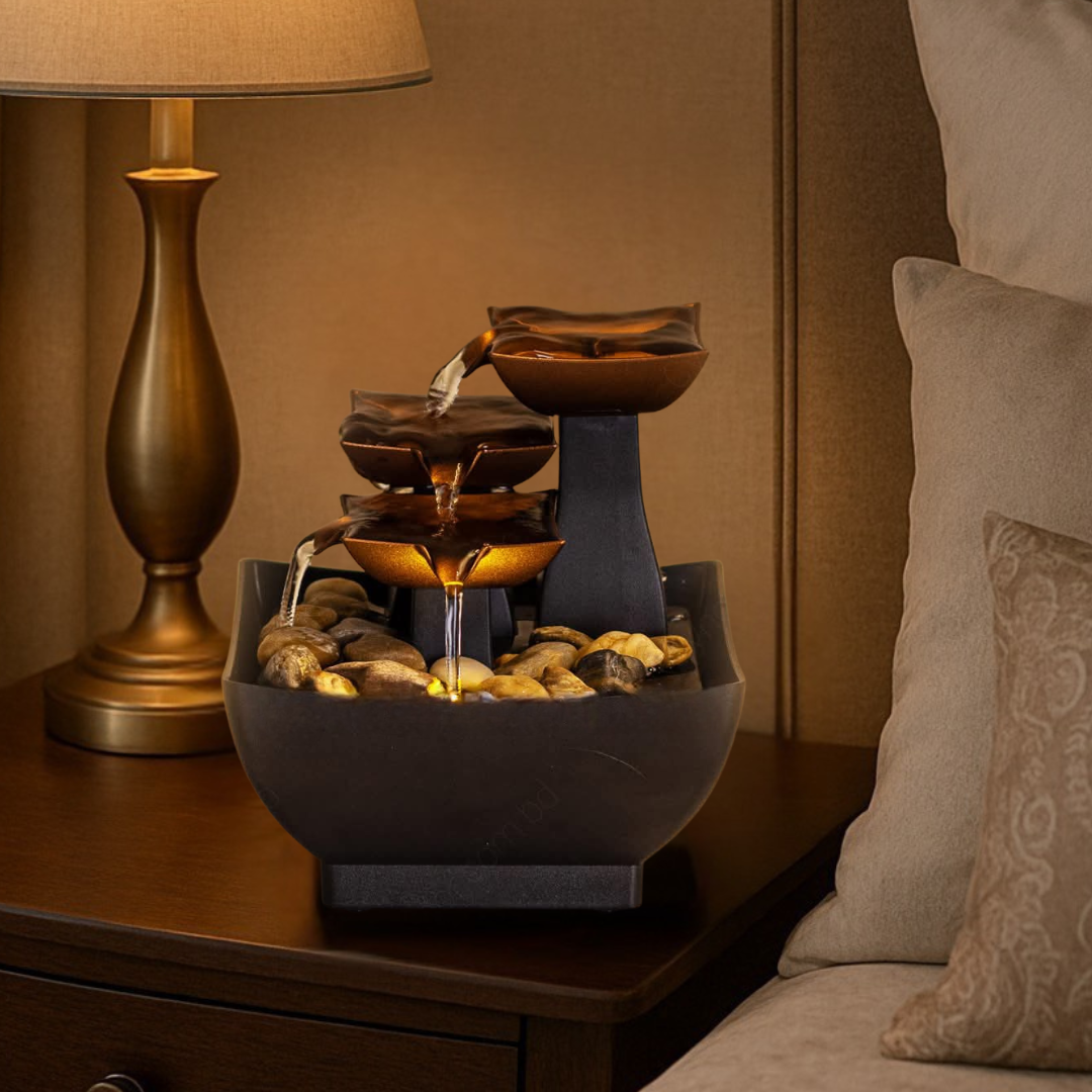 TableTop LED Fountain Decor with Decorative Stones