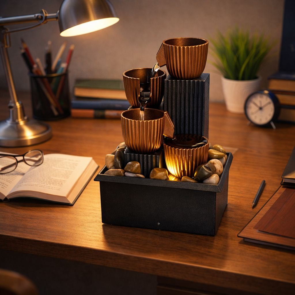 TableTop LED Fountain Decor with Decorative Stones