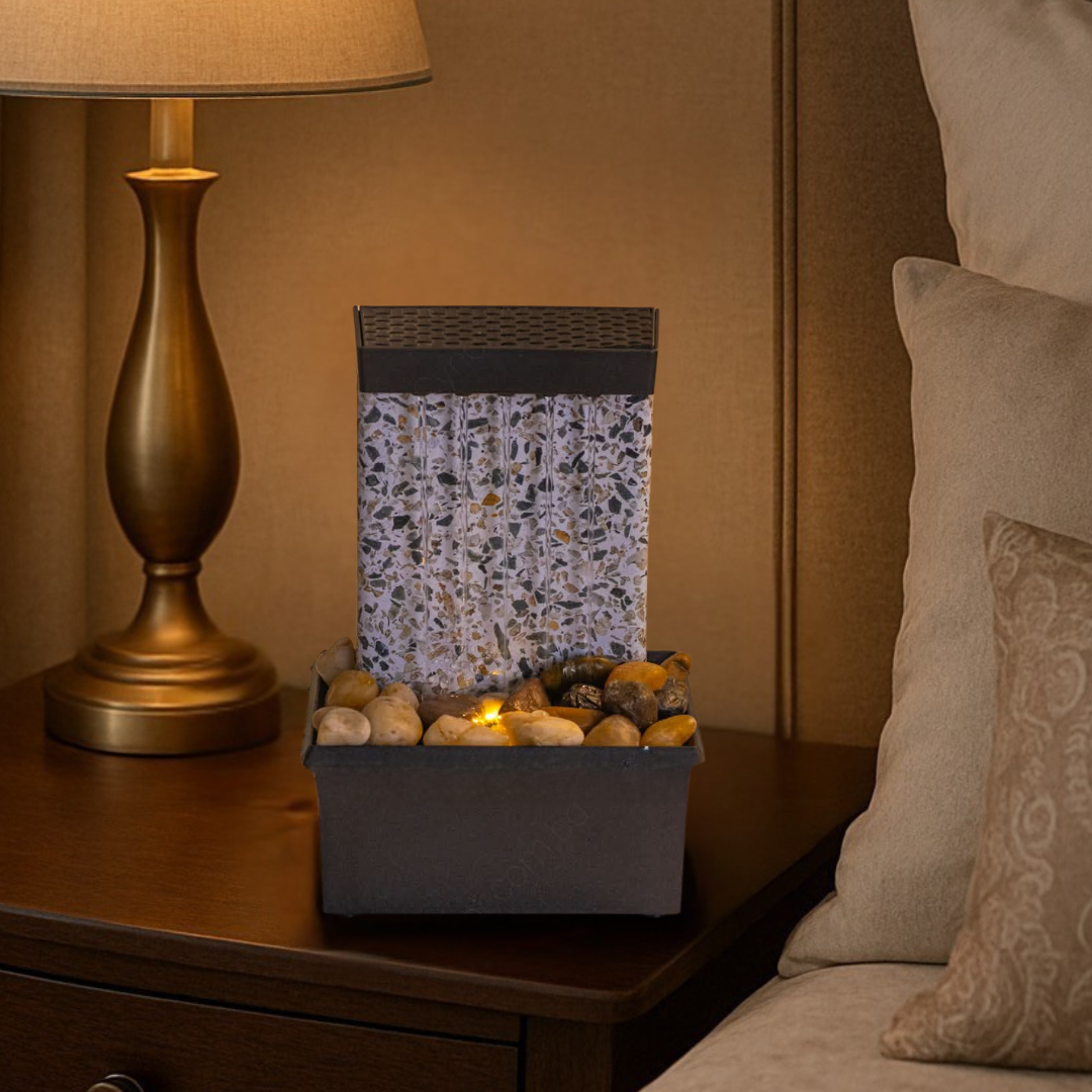 TableTop LED Fountain Decor with Decorative Stones