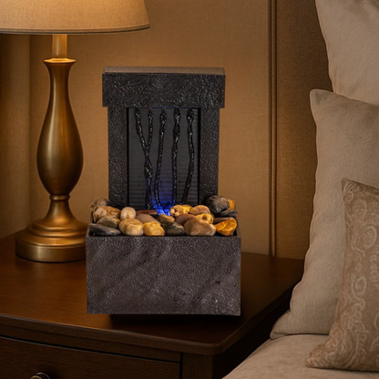 TableTop LED Fountain Decor with Decorative Stones
