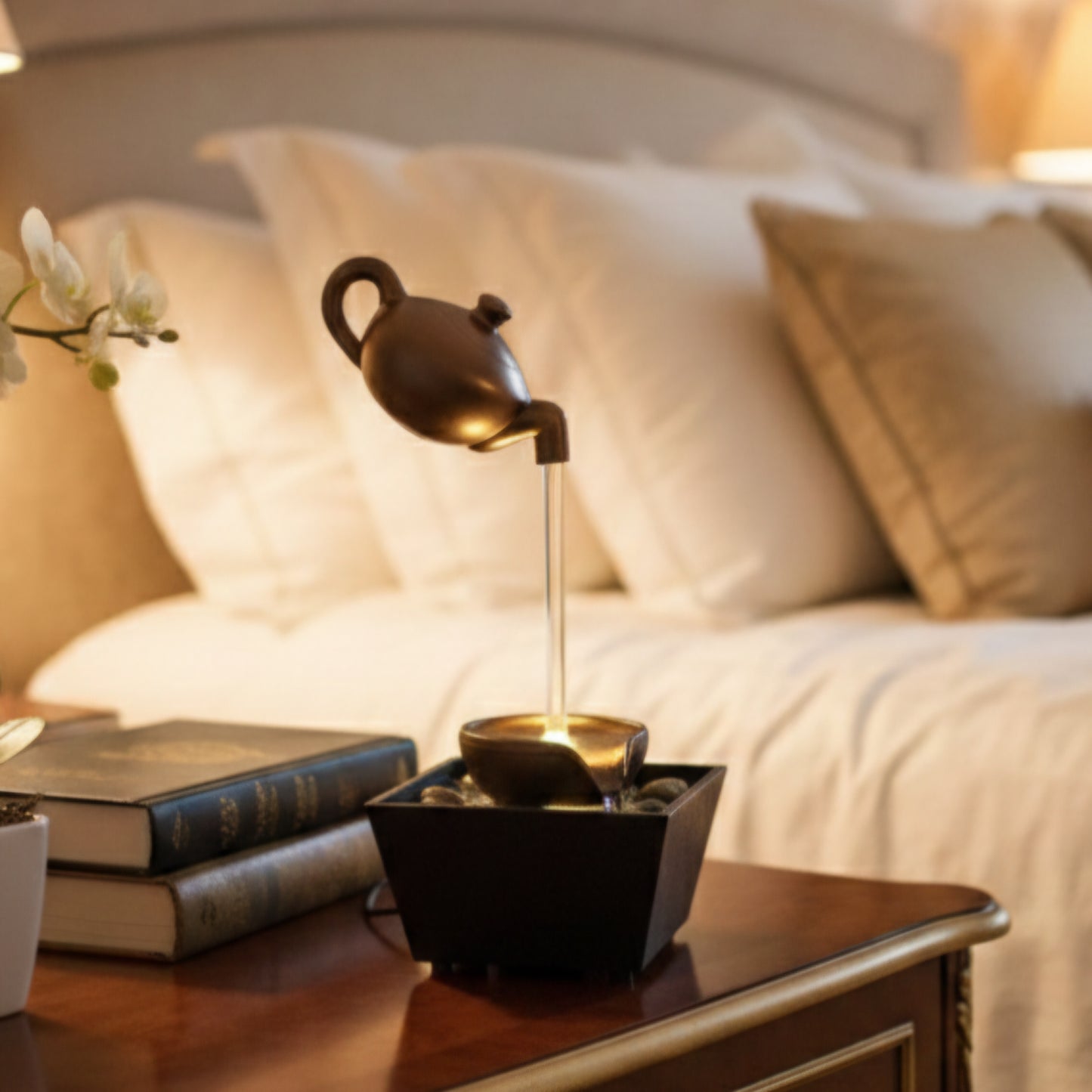 TableTop LED Fountain Decor with Decorative Stones