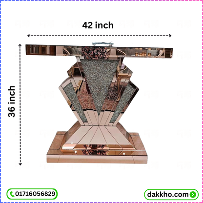 Modern Mirrored Entryway Table - Crushed Diamond Geometric Console