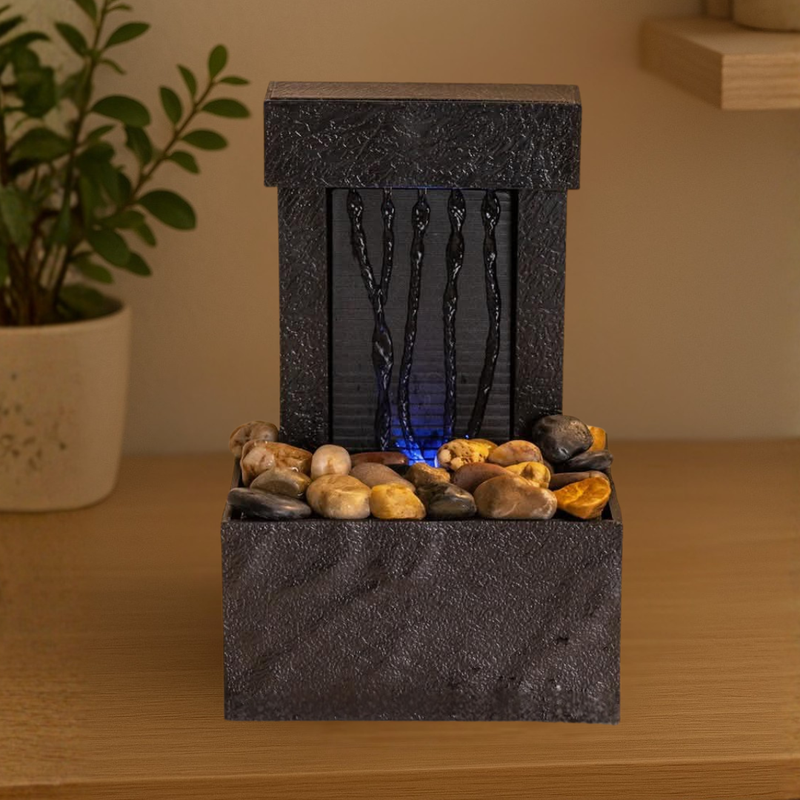 TableTop LED Fountain Decor with Decorative Stones