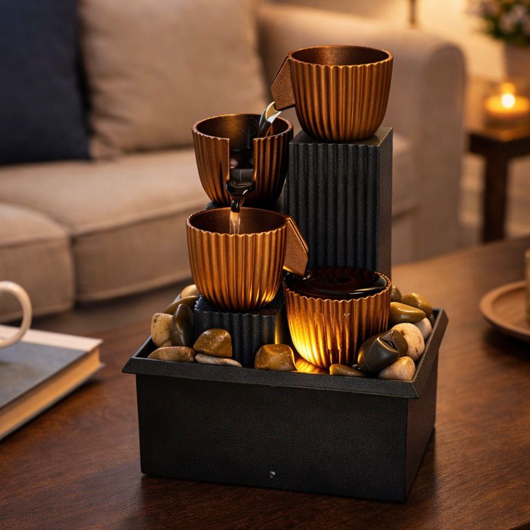 TableTop LED Fountain Decor with Decorative Stones