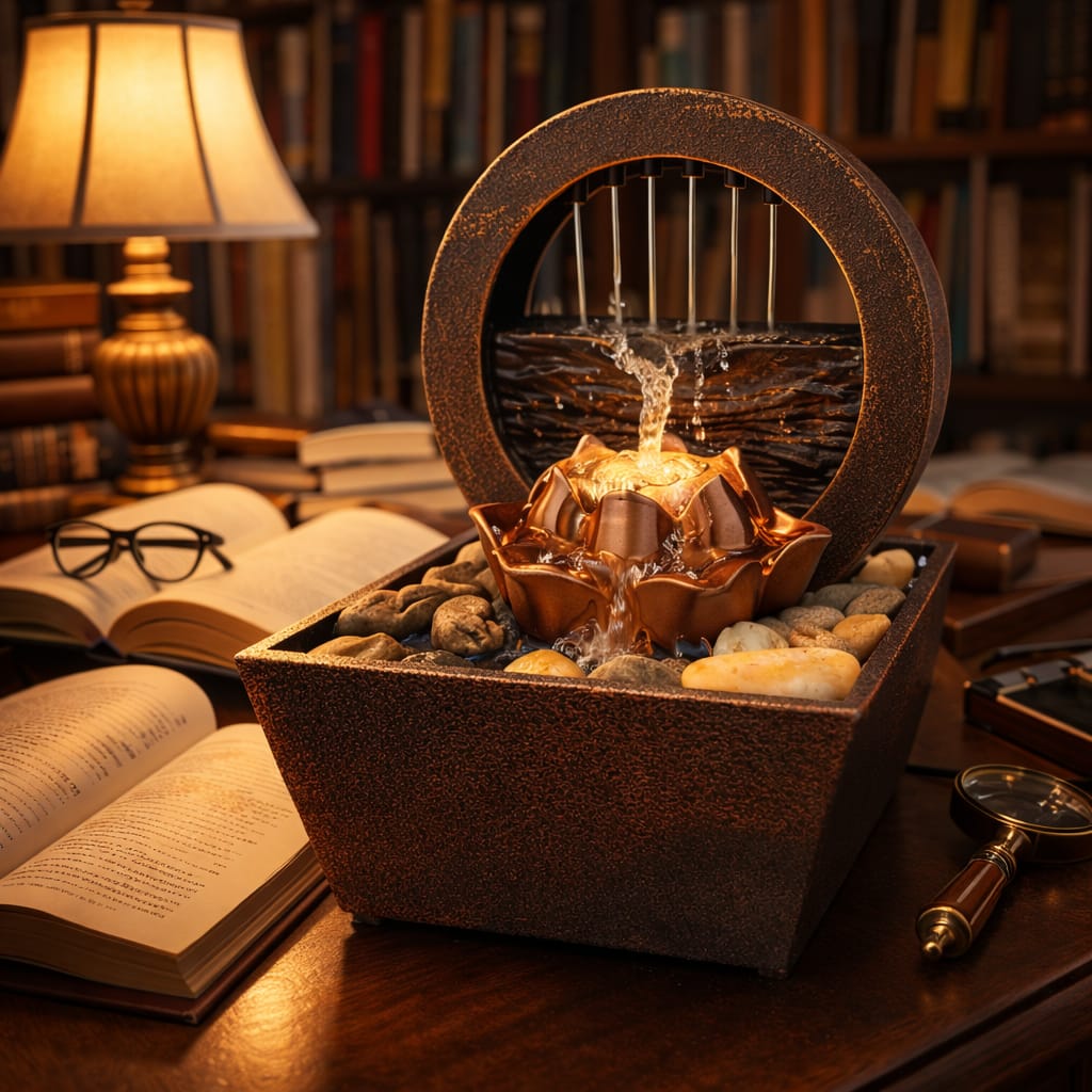 TableTop LED Fountain Decor with Decorative Stones