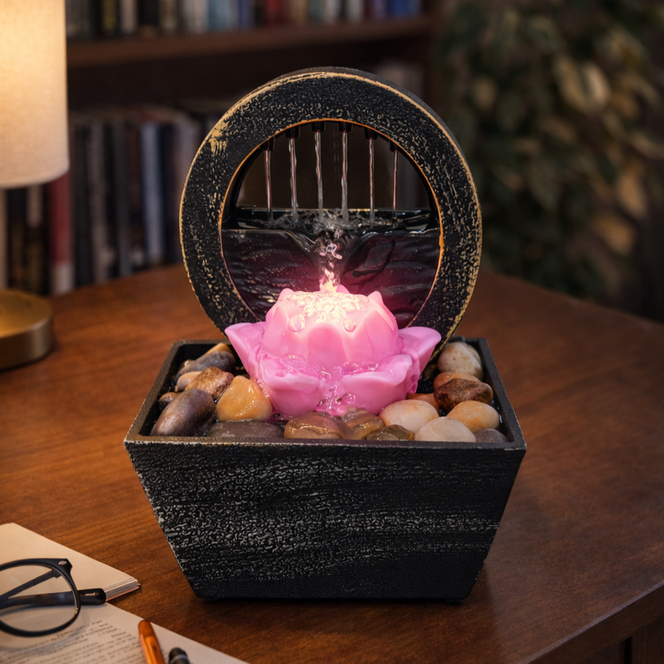 TableTop LED Fountain Decor with Decorative Stones