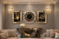 Mirror Wall Clock with Calligraphy
