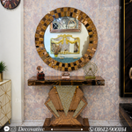 Modern Mirrored Entryway Table - Crushed Diamond Geometric Console