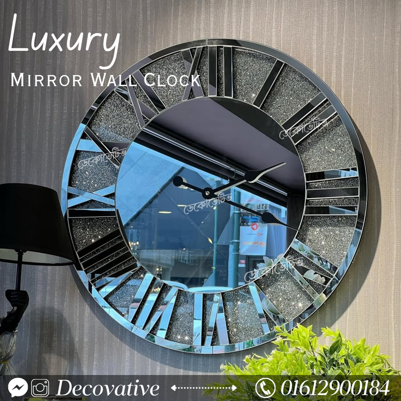 Sparkle Mirror Wall Clock silver