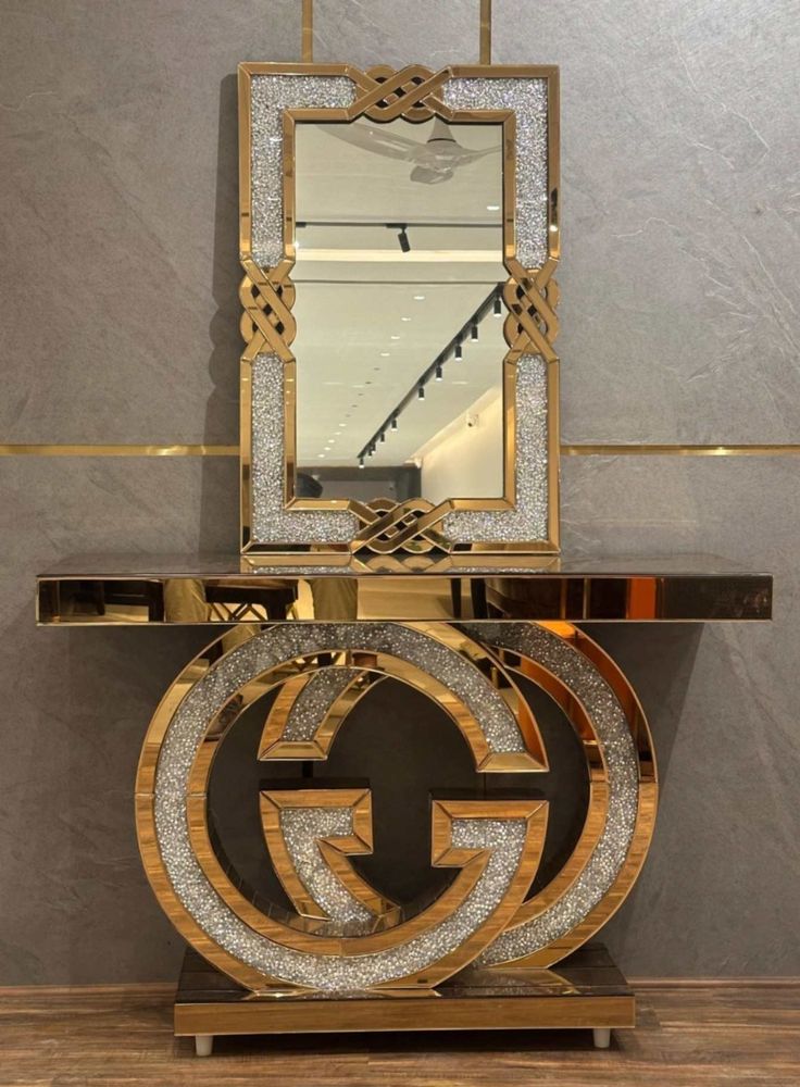 Console table with mirror