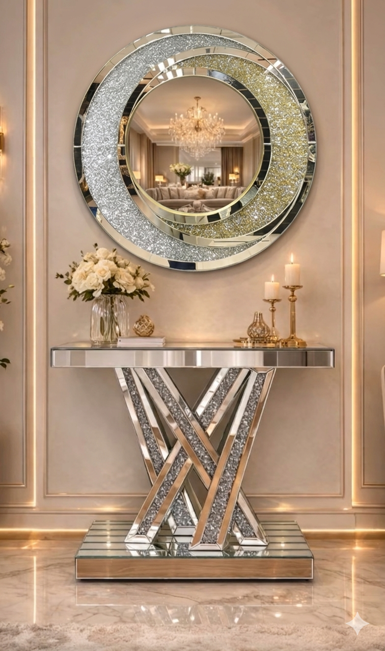 Console table with mirror