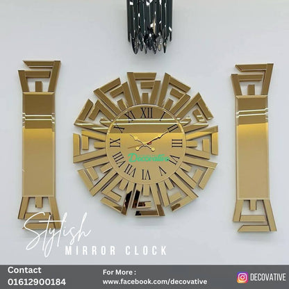 Mirror Wall Clock with Decor