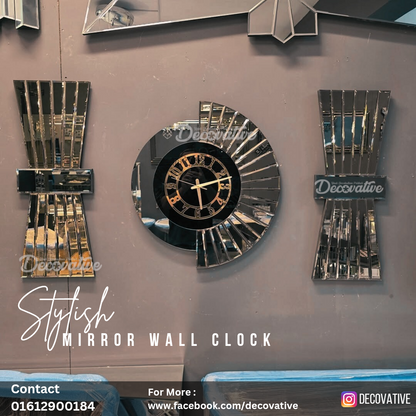 Mirror Wall Clock with Decor