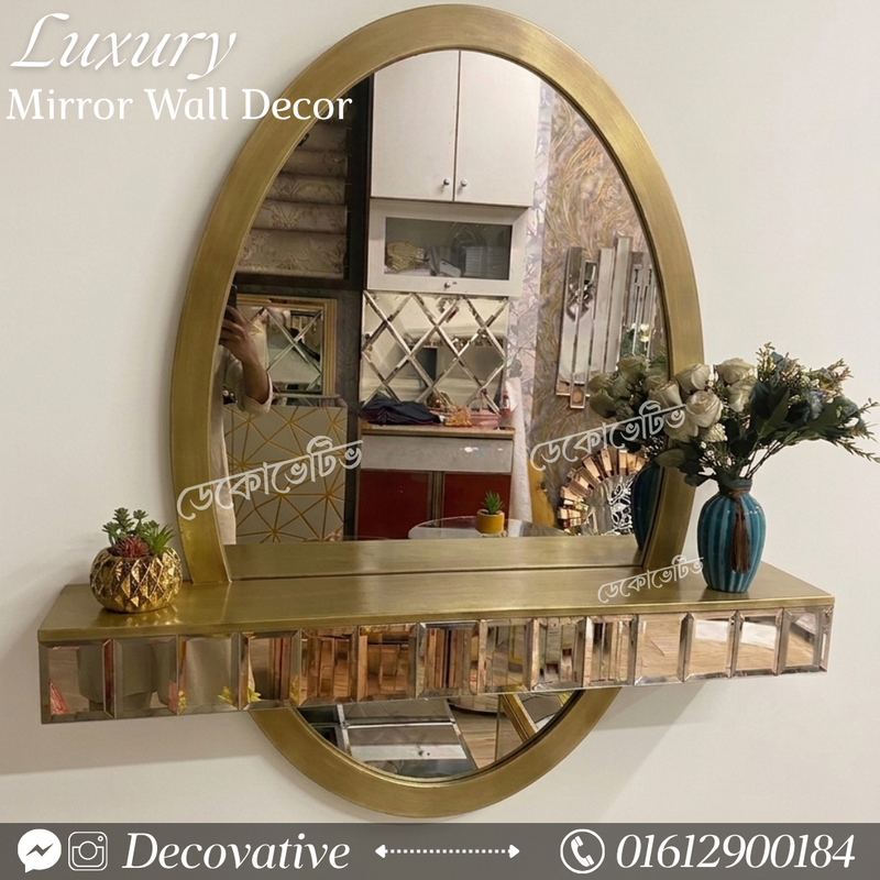 Decorative Oval mirror with shelf