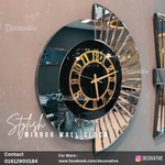 Mirror Wall Clock with Decor