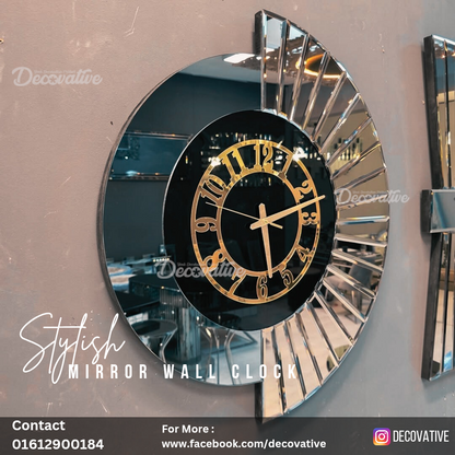 Mirror Wall Clock with Decor